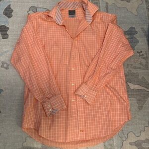 Thomas Dean Orange Plaid Button Down Shirt